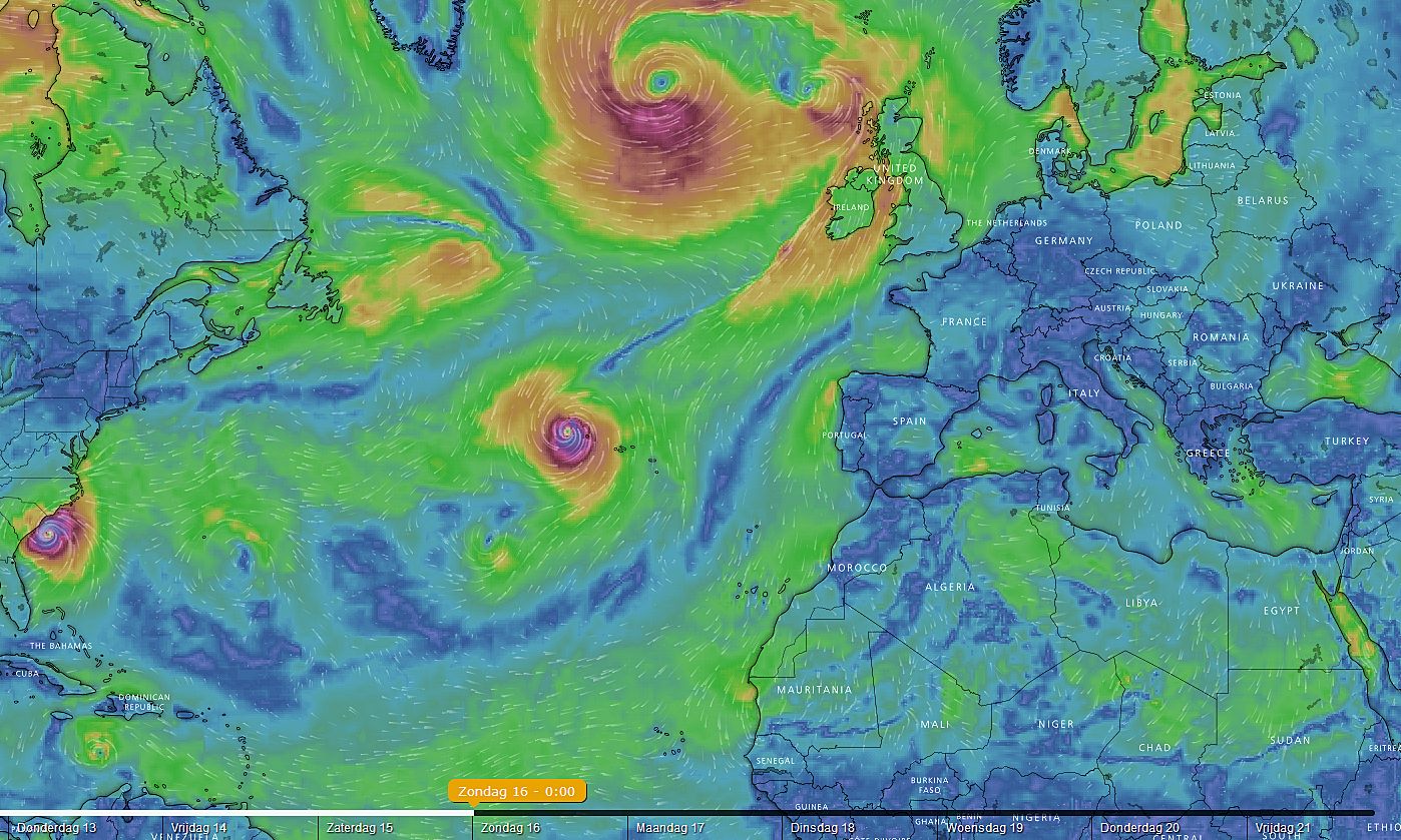 Weerkaart verwachting DT1 bron windy . com